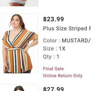 Plus Size Striped Faux Wrap Top